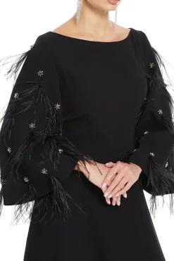 Clover Wide Sleeves Feathered Maxi Dress