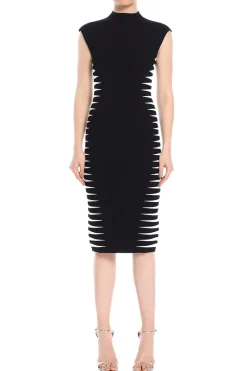 Color Block Cap Sleeve Midi Dress