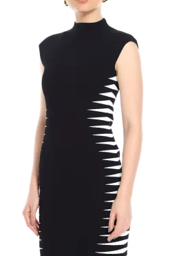 Color Block Cap Sleeve Midi Dress