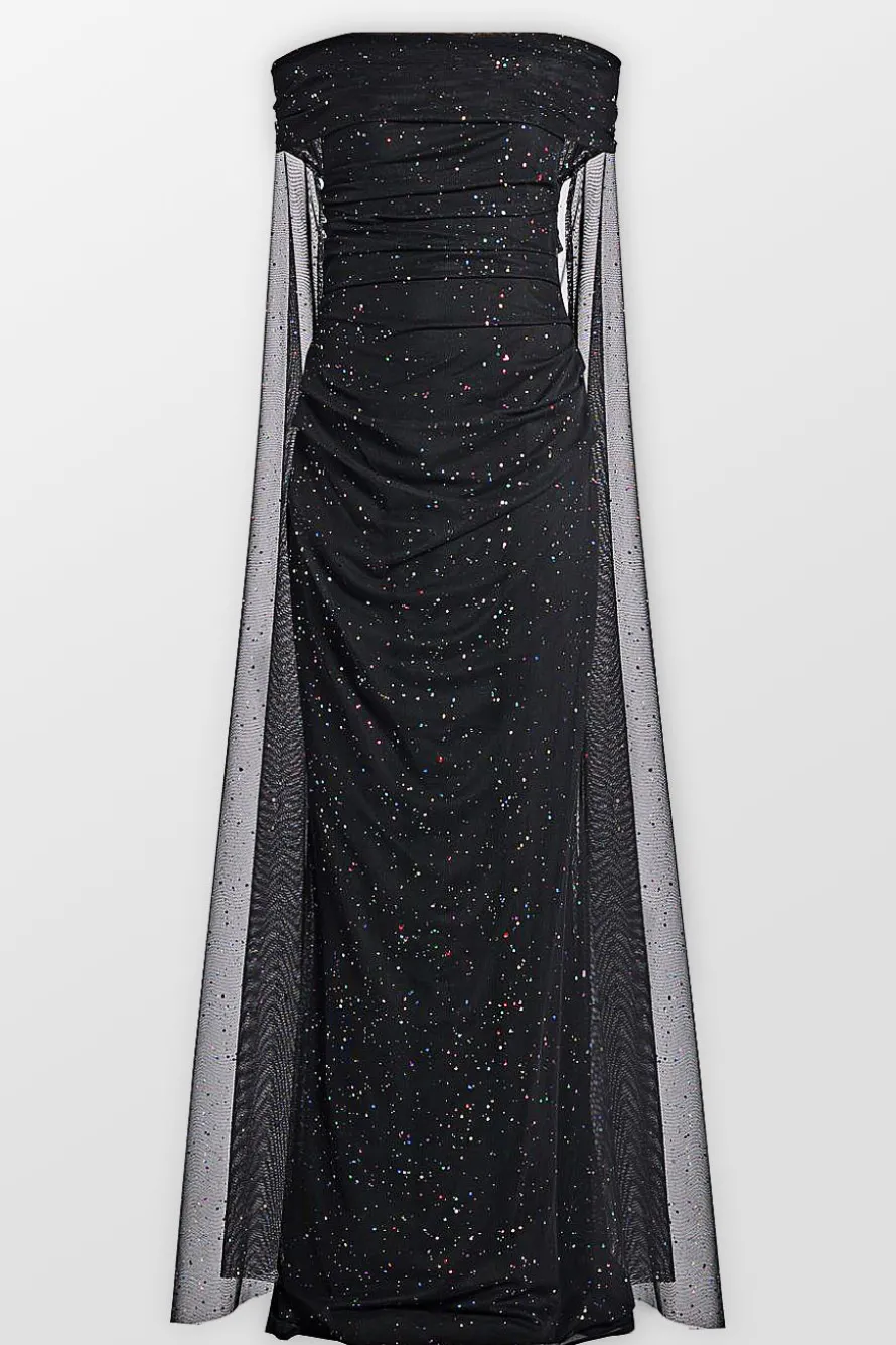 Confetti Tulle Off Shoulder Evening Gown