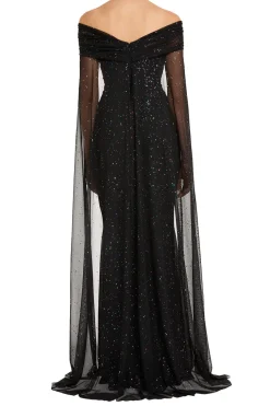 Confetti Tulle Off Shoulder Evening Gown