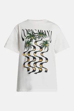 Copacabana Relaxed Cotton Round Neck T-Shirt in White