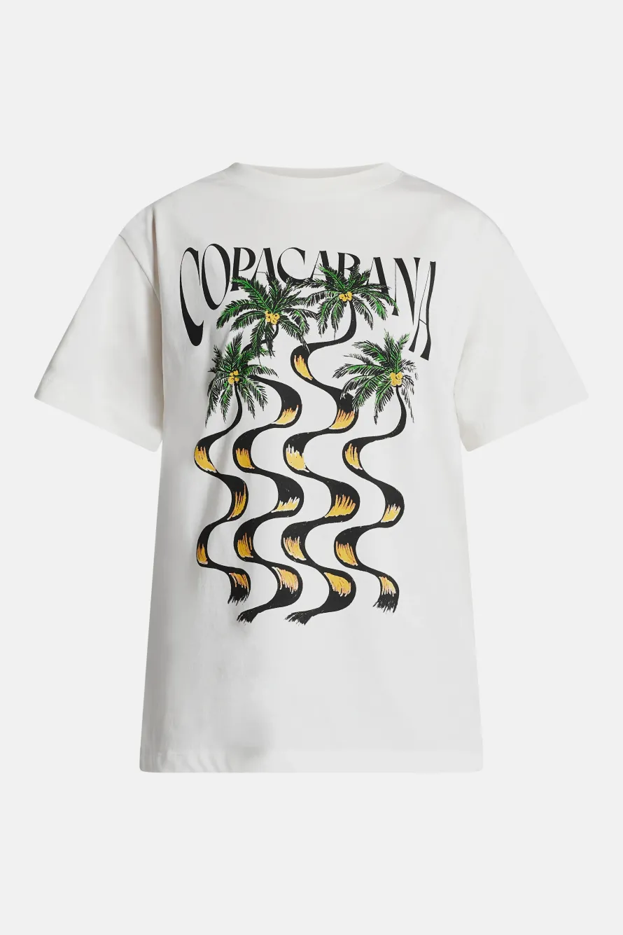 Copacabana Relaxed Cotton Round Neck T-Shirt in White