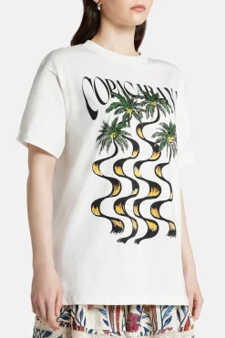 Copacabana Relaxed Cotton Round Neck T-Shirt in White
