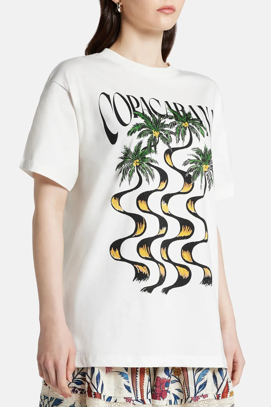 Copacabana Relaxed Cotton Round Neck T-Shirt in White