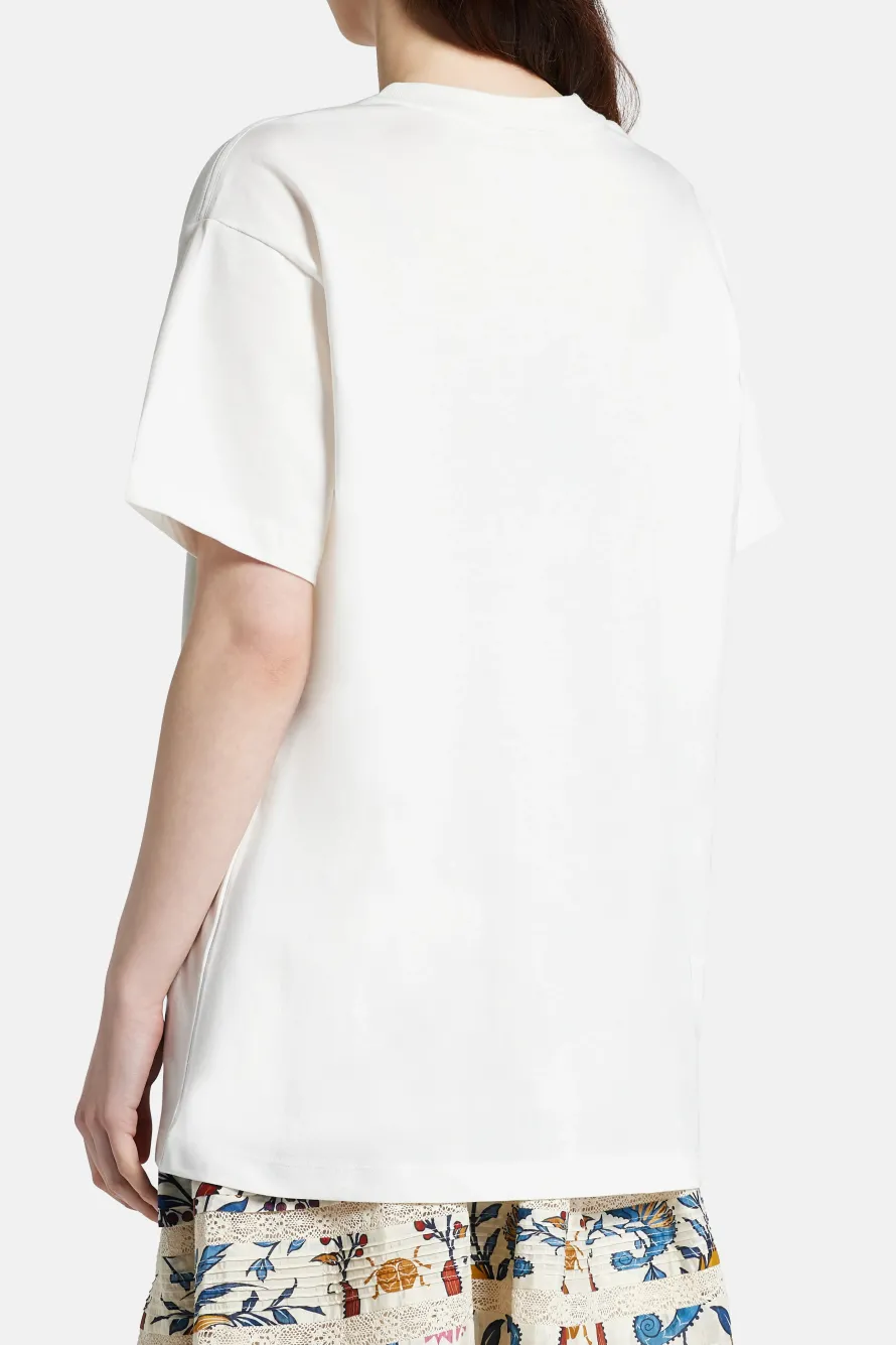 Copacabana Relaxed Cotton Round Neck T-Shirt in White