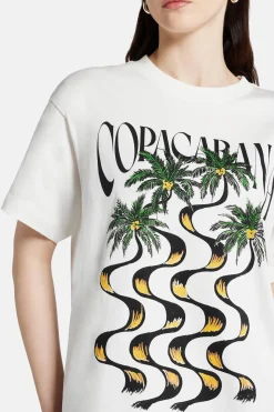 Copacabana Relaxed Cotton Round Neck T-Shirt in White