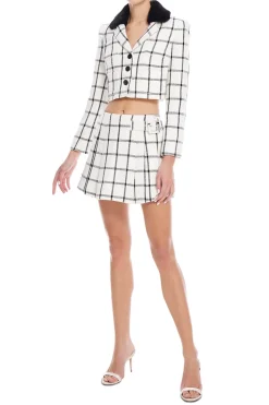 Cream Check Skirt