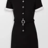 Crepe Contrast Mini Dress