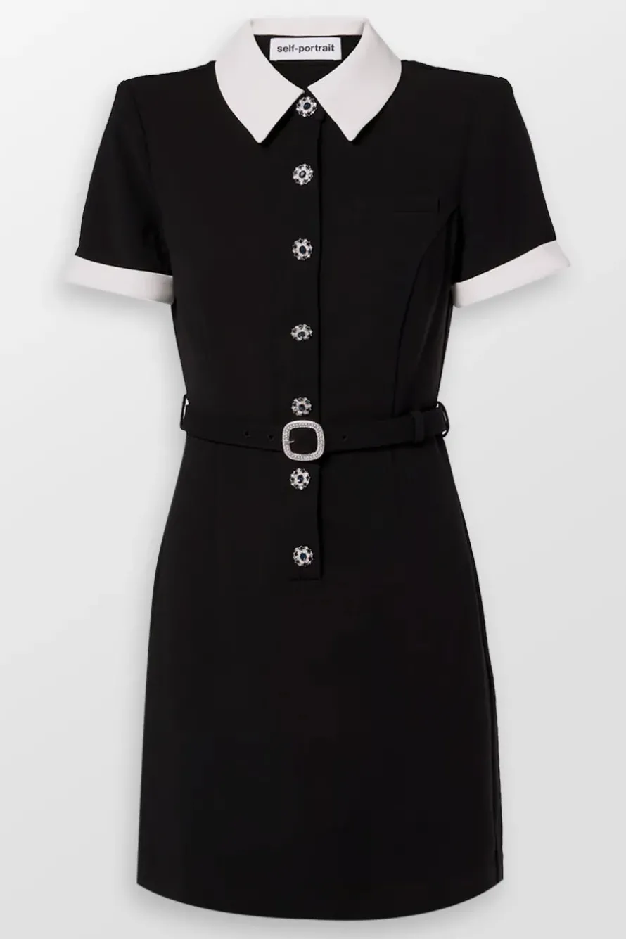 Crepe Contrast Mini Dress