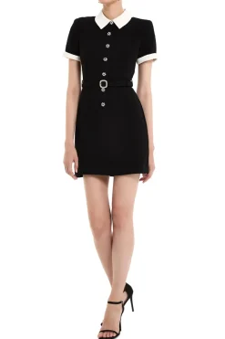 Crepe Contrast Mini Dress