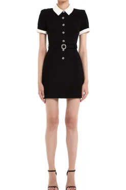 Crepe Contrast Mini Dress
