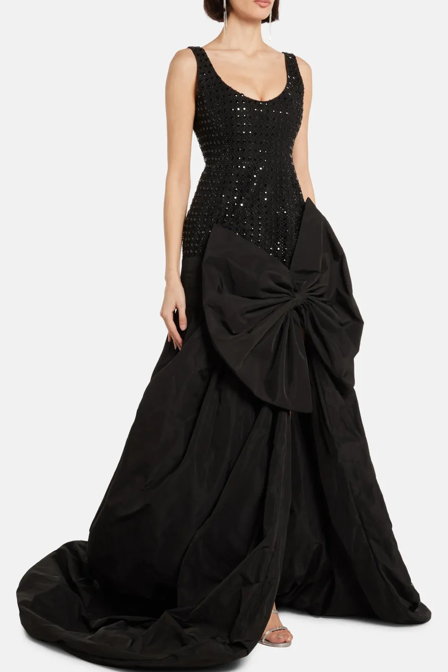 Crystal Bow Evening Gown