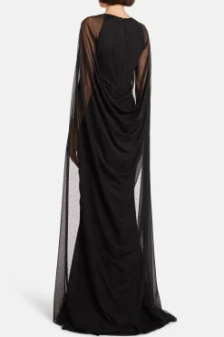 Crystal Tulle Cape Evening Gown