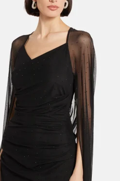 Crystal Tulle Cape Evening Gown