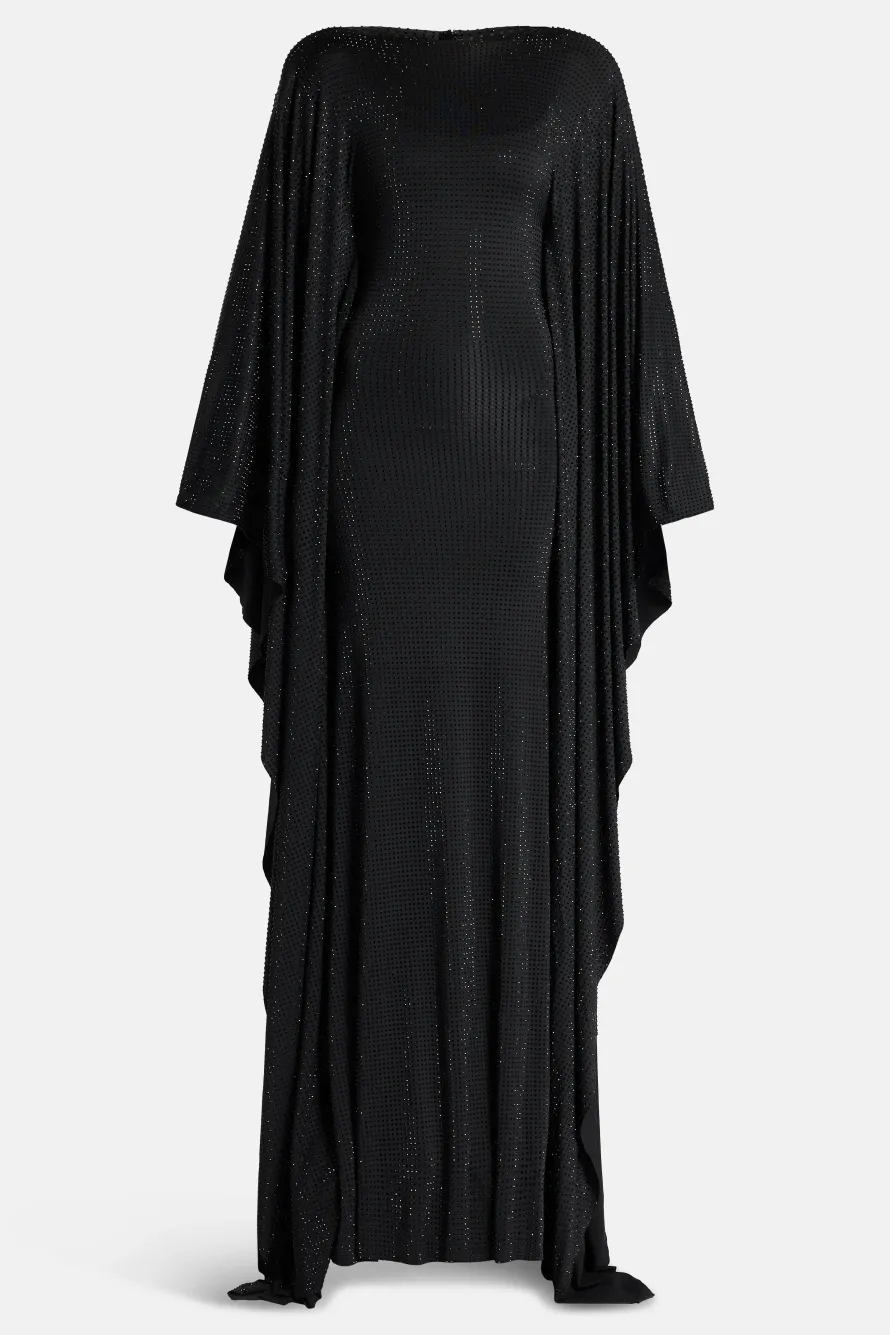 Crystals Studded Kaftan in Black