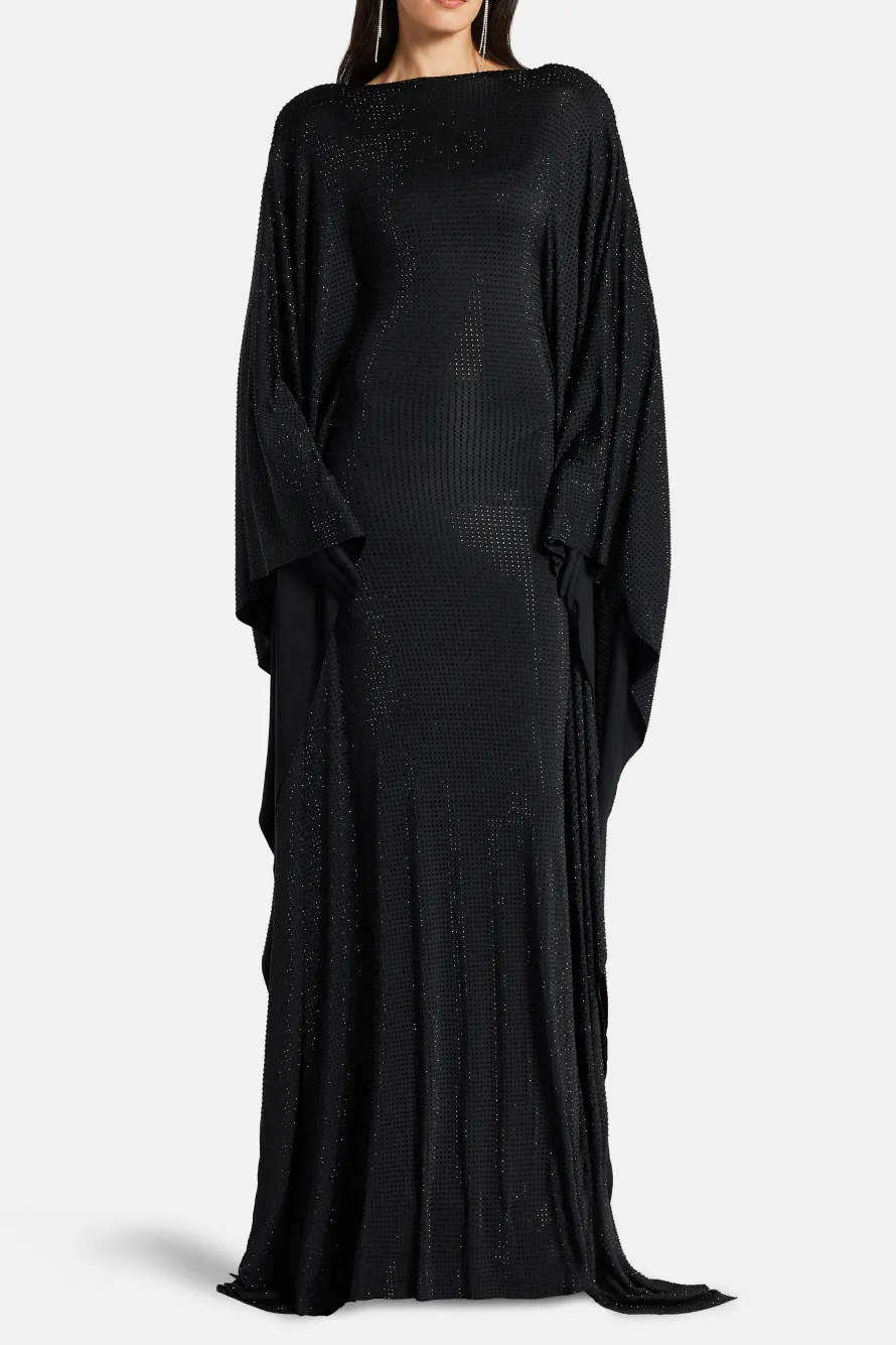 Crystals Studded Kaftan in Black