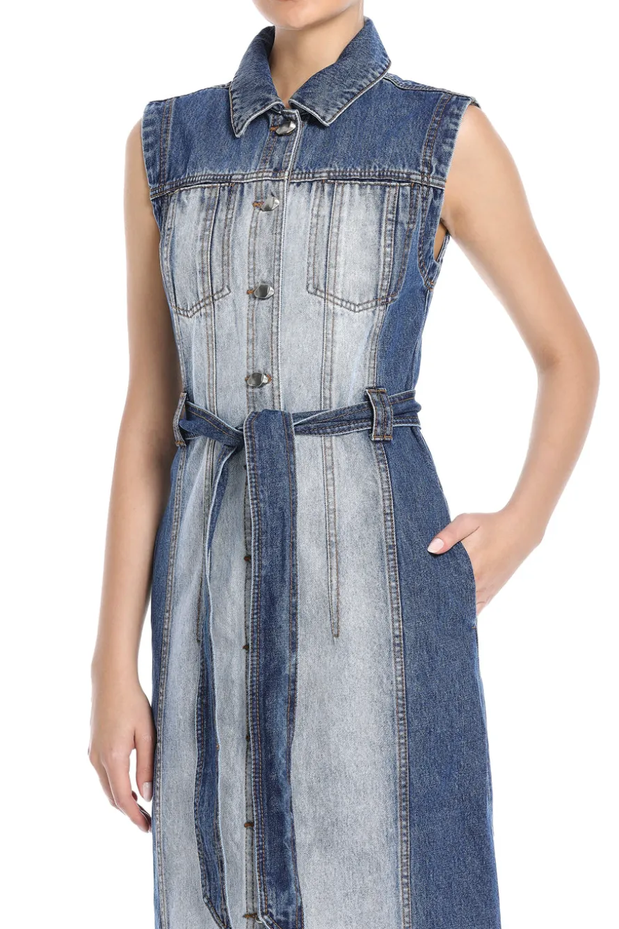 Darcie Two Tone Denim Midi Dress