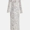 Darina Sequins Embellished Evening Gown in Silver