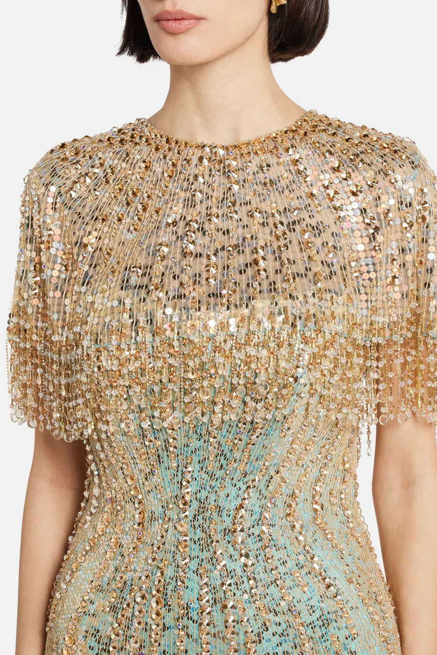 Dazzle Dream Embellished Evening Cape
