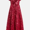 Deco Dot Sequin Evening Dress