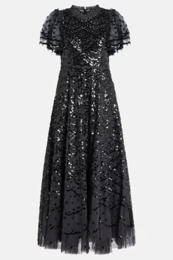 Deco Dot Sequin Evening Dress