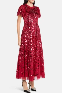 Deco Dot Sequin Evening Dress