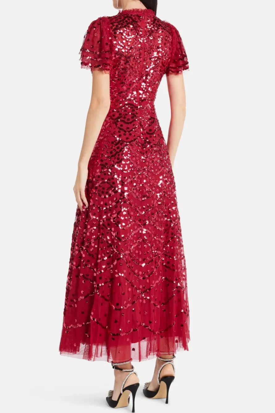 Deco Dot Sequin Evening Dress