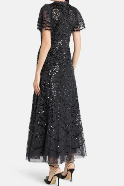 Deco Dot Sequin Evening Dress