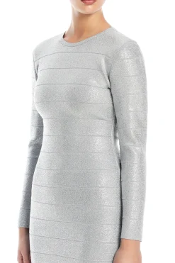 Disco Knit Crew Neck Mini Dress