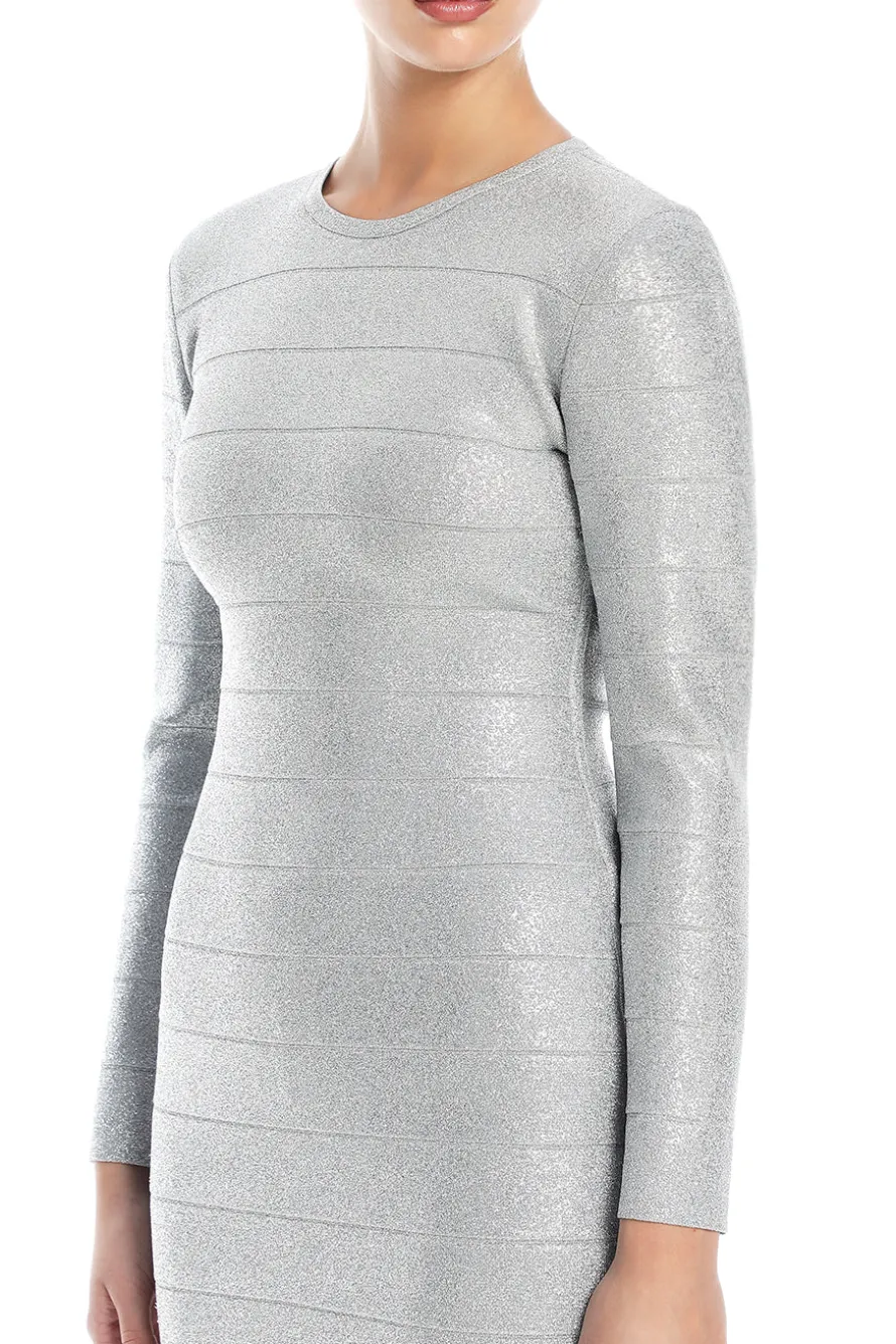 Disco Knit Crew Neck Mini Dress