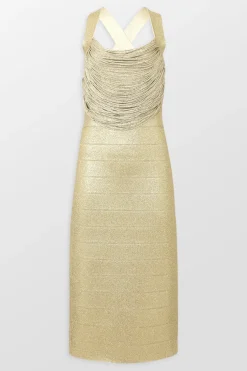 Disco Knit Fringe Midi Dress
