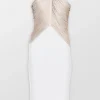 Draped Halter Fringe Midi Dress