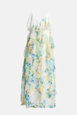 Dreamscape Frill Sleeveless Floral Midi Dress in White