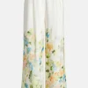 Dreamscape Pintucked Linen Floral Pants in White