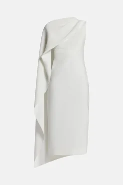 Edith Silk Crepe Midi Dress in White
