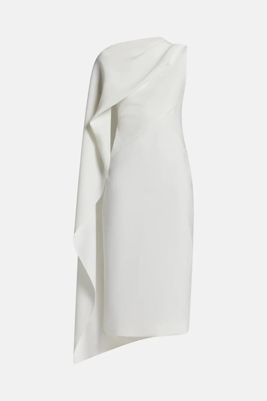 Edith Silk Crepe Midi Dress in White