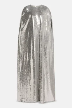 Eleonore Sequins Evening Dress in Silver