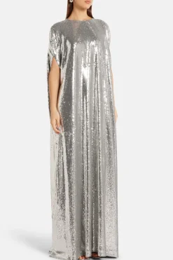 Eleonore Sequins Evening Dress in Silver
