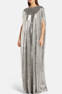 Eleonore Sequins Evening Dress in Silver