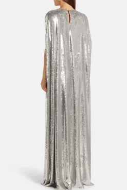 Eleonore Sequins Evening Dress in Silver