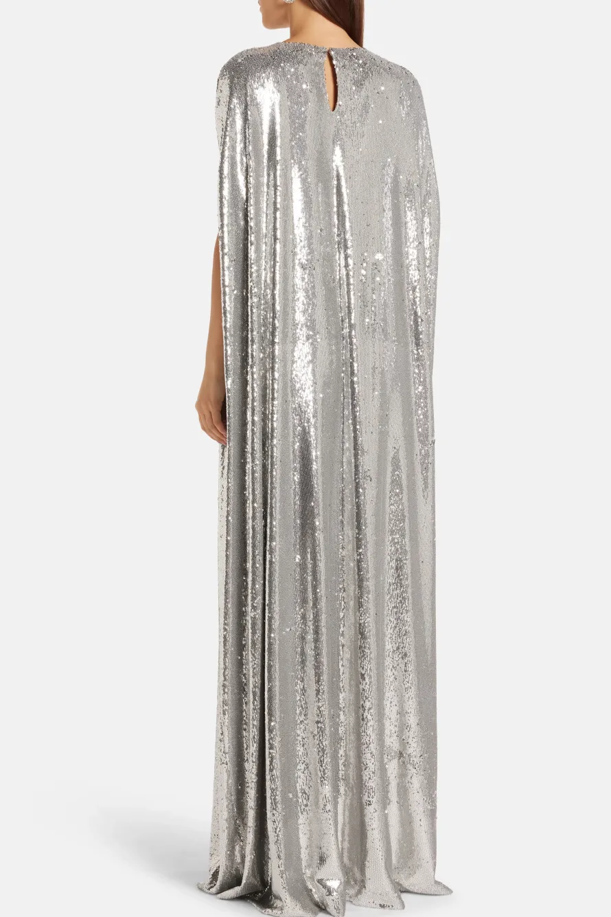 Eleonore Sequins Evening Dress in Silver