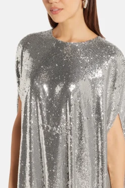 Eleonore Sequins Evening Dress in Silver