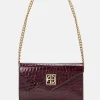 Elly Logo Embossed Mini Clutch Bag in Burgundy