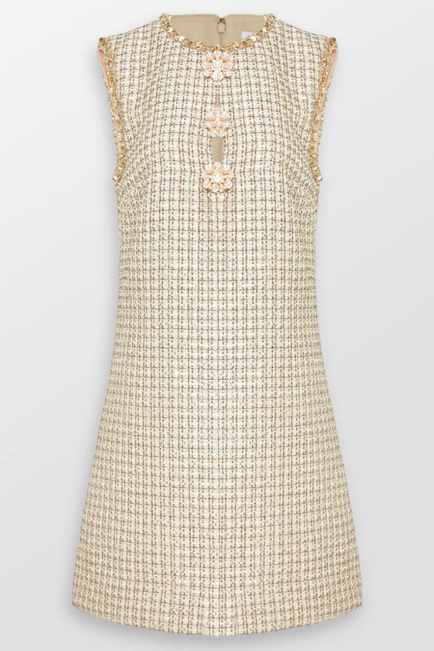 Embellished Boucle Mini Dress