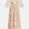 Embellished Cape Maxi Dress