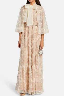 Embellished Cape Maxi Dress