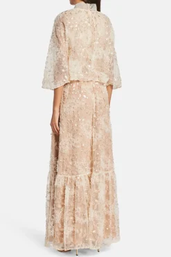 Embellished Cape Maxi Dress