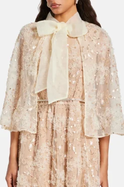 Embellished Cape Maxi Dress