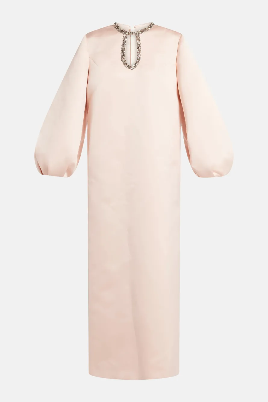 Embellished Evening Dress With Balloon Sleeves